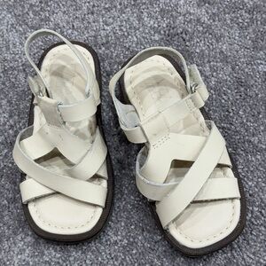 Zara Kids Leather Cream Strap Sandals size 8.5